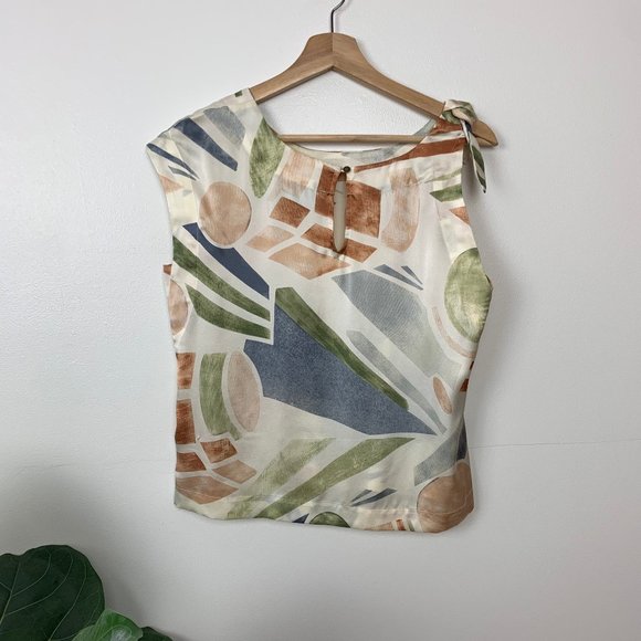 Maeve Nailah Silk Asymmetrical Watercolor Top - Picture 5 of 10